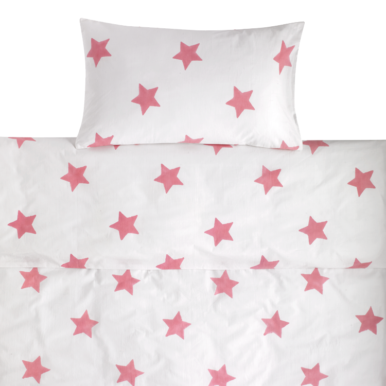 Pastel Pink Star toddler cot bed duvet set